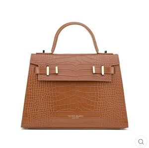 Teddy Blake Ava Brown Crocodile-Embossed Handbag